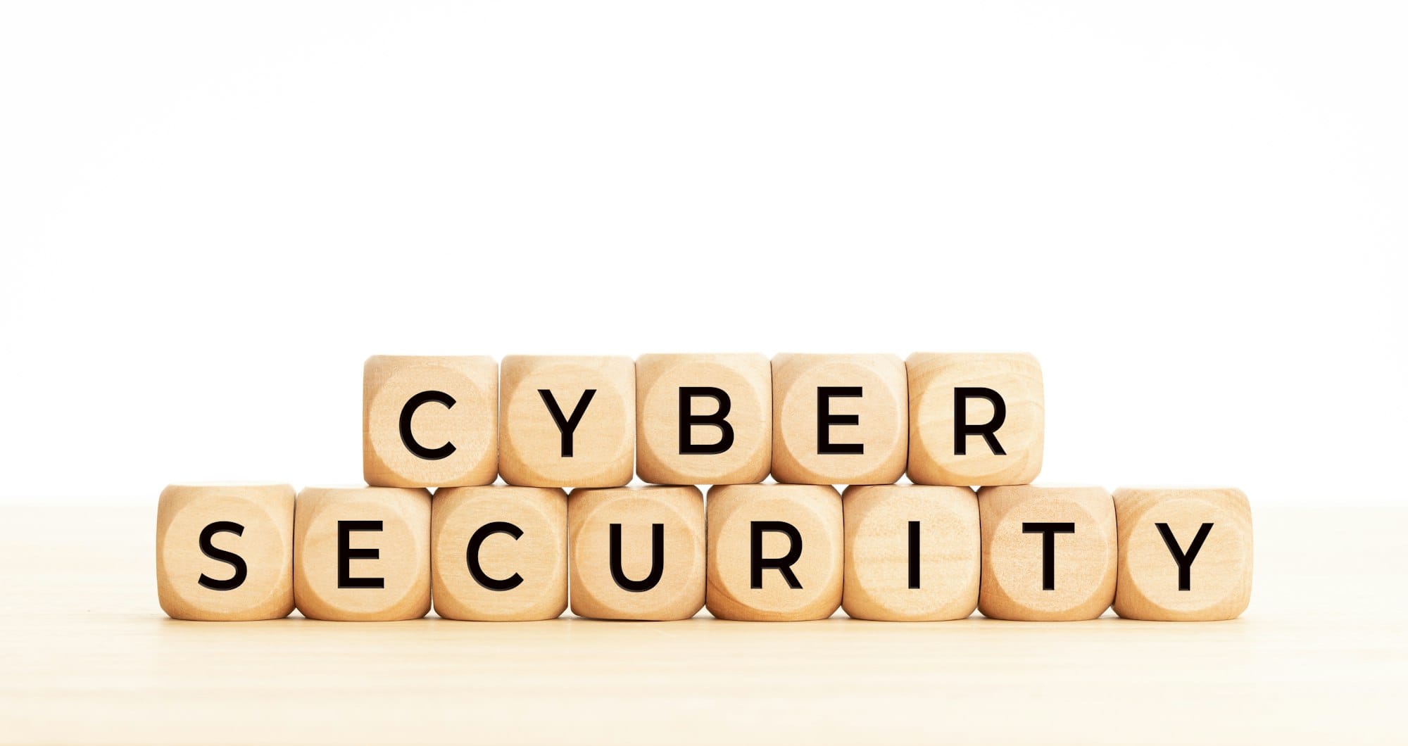 Cyber Security word on wooden block